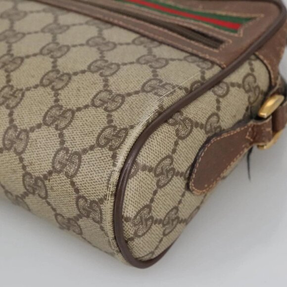 GUCCI GG Supreme Web Sherry Line Shoulder Bag PVC Beige Green Red - Picture 8 of 16